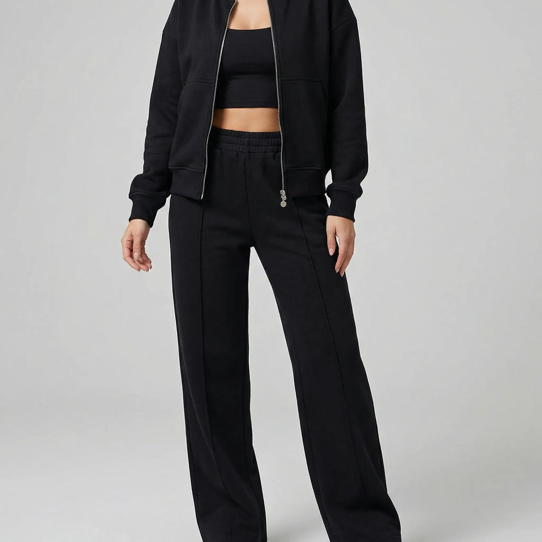 Coordinated women's jacket and straight leg pants set, Evie regular fit.