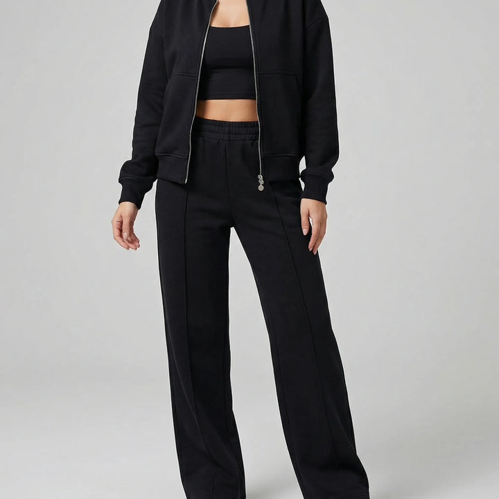 Coordinated women's jacket and straight leg pants set, Evie regular fit.