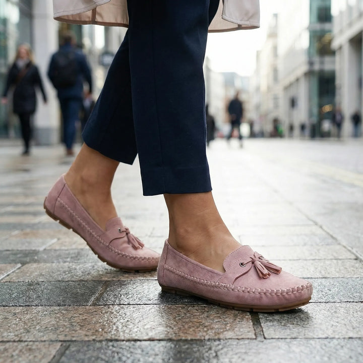 View of multiple versatile women's extra wide memory foam loafers for daily casual wear.