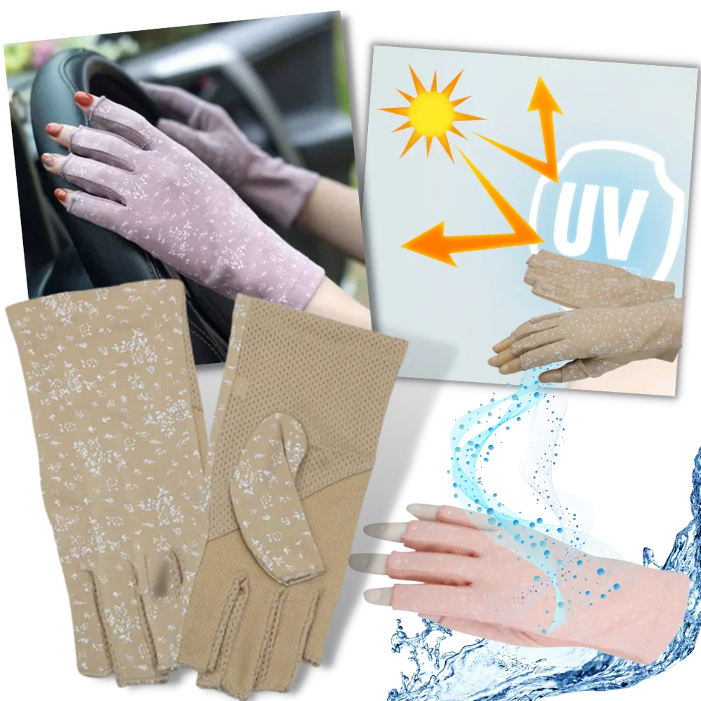 Stylish women's sun protection gloves, ideal for gardening, cycling, or any outdoor accessory.