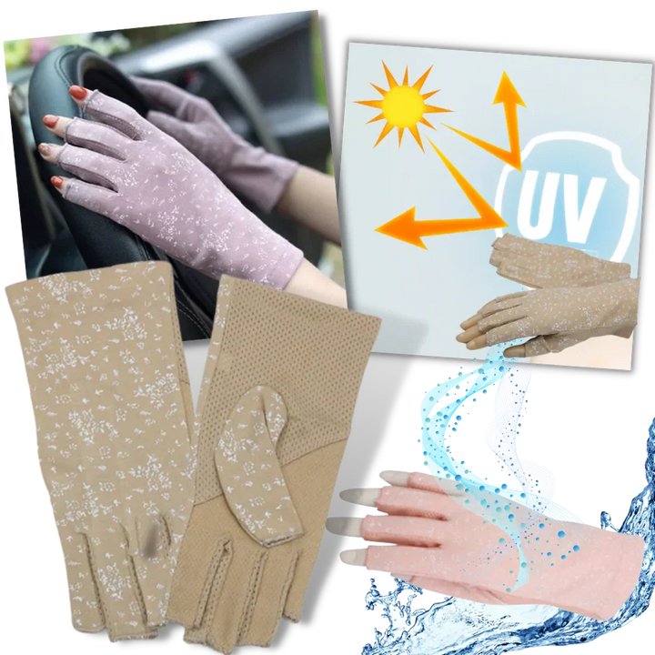 Stylish women's sun protection gloves, ideal for gardening, cycling, or any outdoor accessory.
