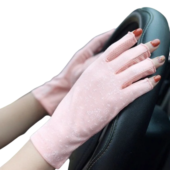 Versatile women's UV protection gloves, designed for sun safeguard during various outdoor activities.