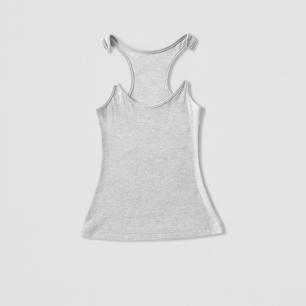 Comfortable sleeveless women's tank top with straight neckline & invisible straps. A chic fitted top.