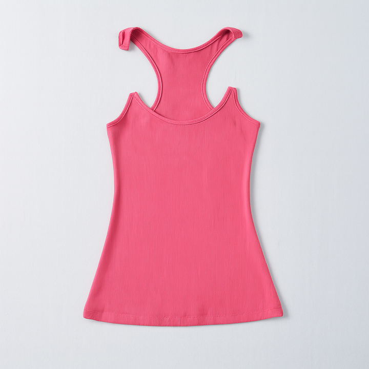 Chic women's fitted tank top, a summer essential wardrobe staple with invisible straps. Great for casual wear.