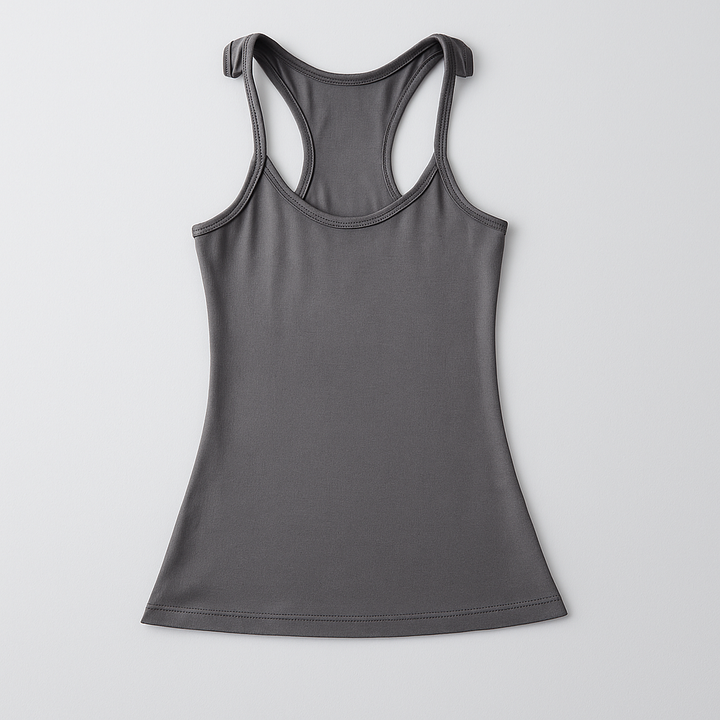 Women's fitted tank top, designed with invisible straps for a sleek look. A comfortable & versatile piece.