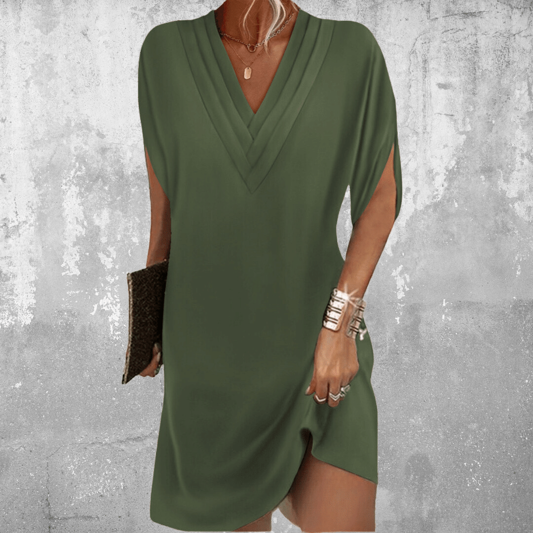 Women's flattering tummy covering midi dress with a versatile style for elegant comfort and everyday wear.