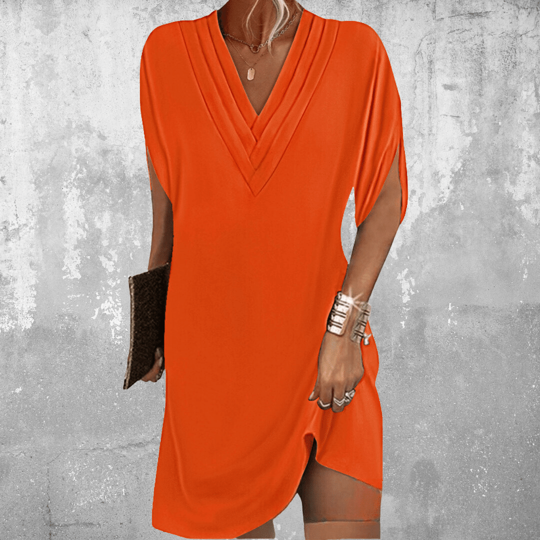 Versatile women's V-neck midi dress, perfect for any occasion, providing flattering tummy control.