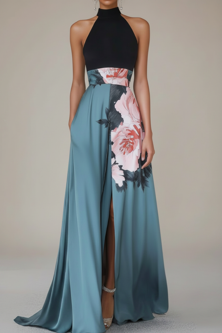 Women's summer floral maxi dress, sleeveless design, perfect for elegant casual wear, beach trips, or parties.