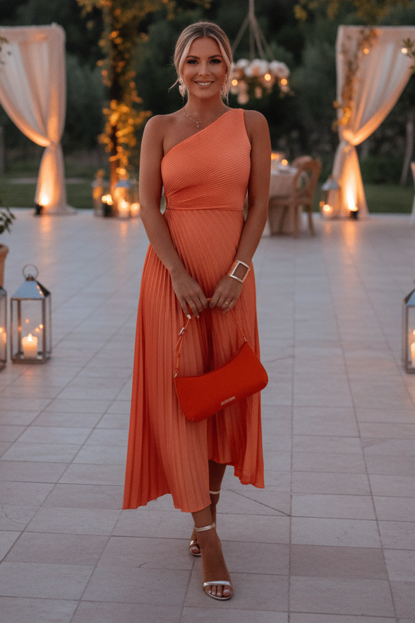 Black one-shoulder maxi dress with flowing silhouette, a sophisticated women's evening gown or party dress.