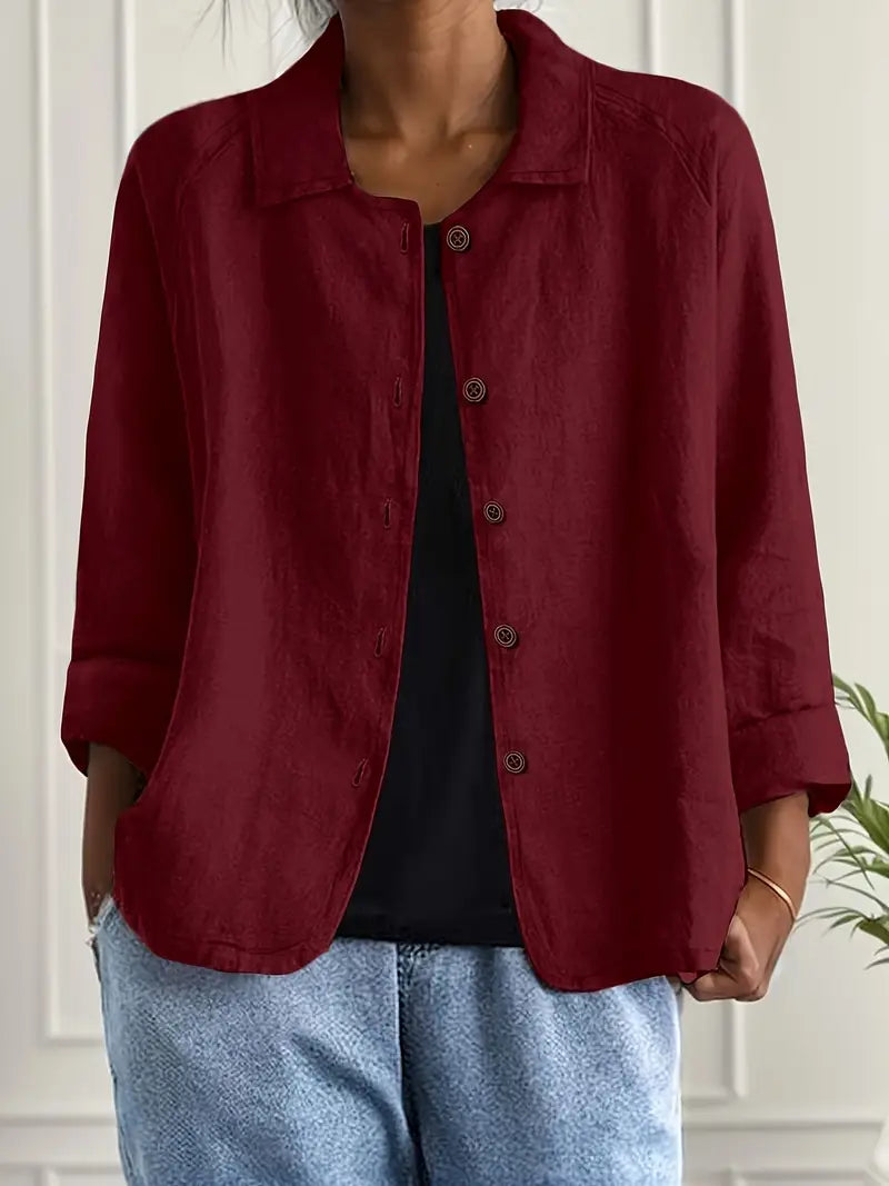 Women's casual flowy button-front shirt cardigan, a trendy versatile layer for any occasion.