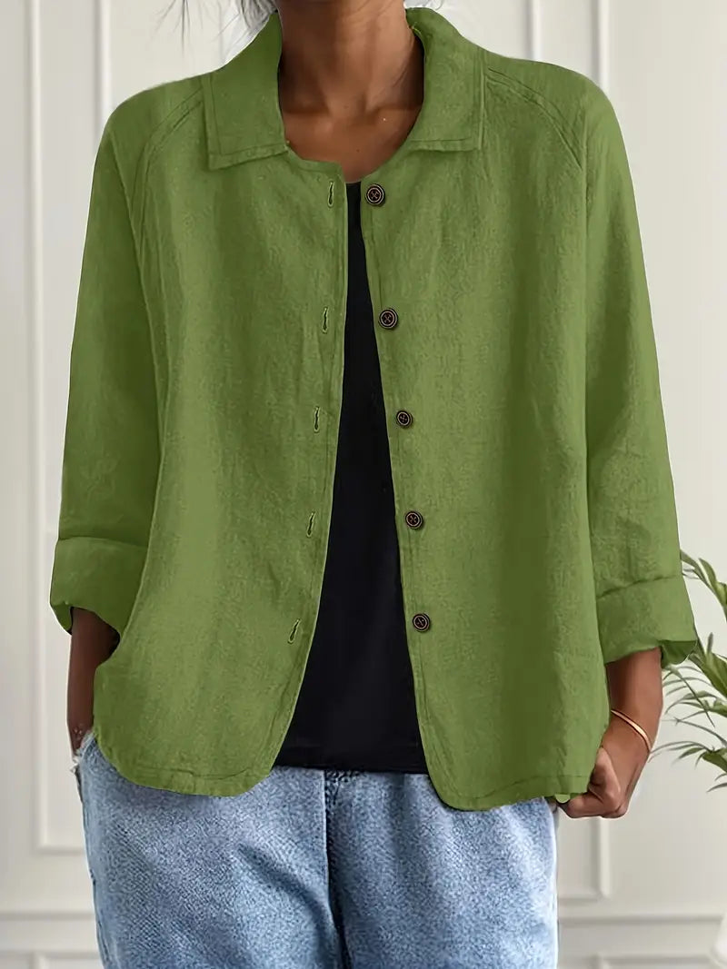 Chic women's flowy top, a button-front shirt cardigan offering comfort and summer style.