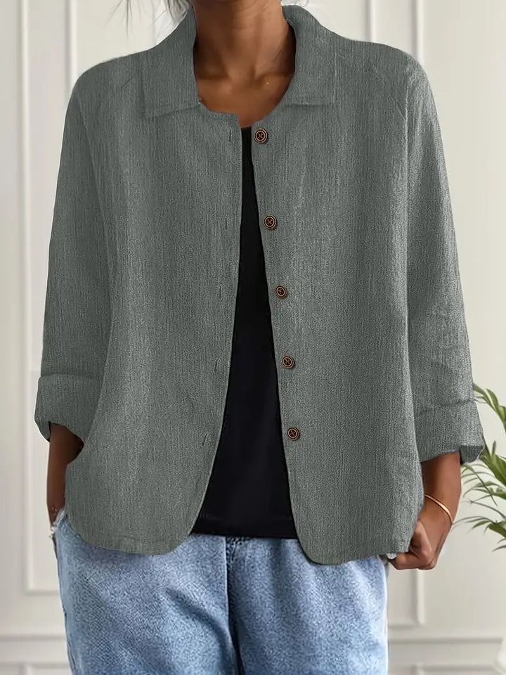 Button-front women's shirt cardigan, flowy and light, great for versatile summer layering.