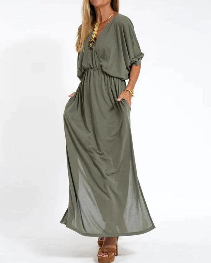 Women's flowy long midi dress with adjustable straps. Perfect for summer casual or elegant occasions. Plus size available.