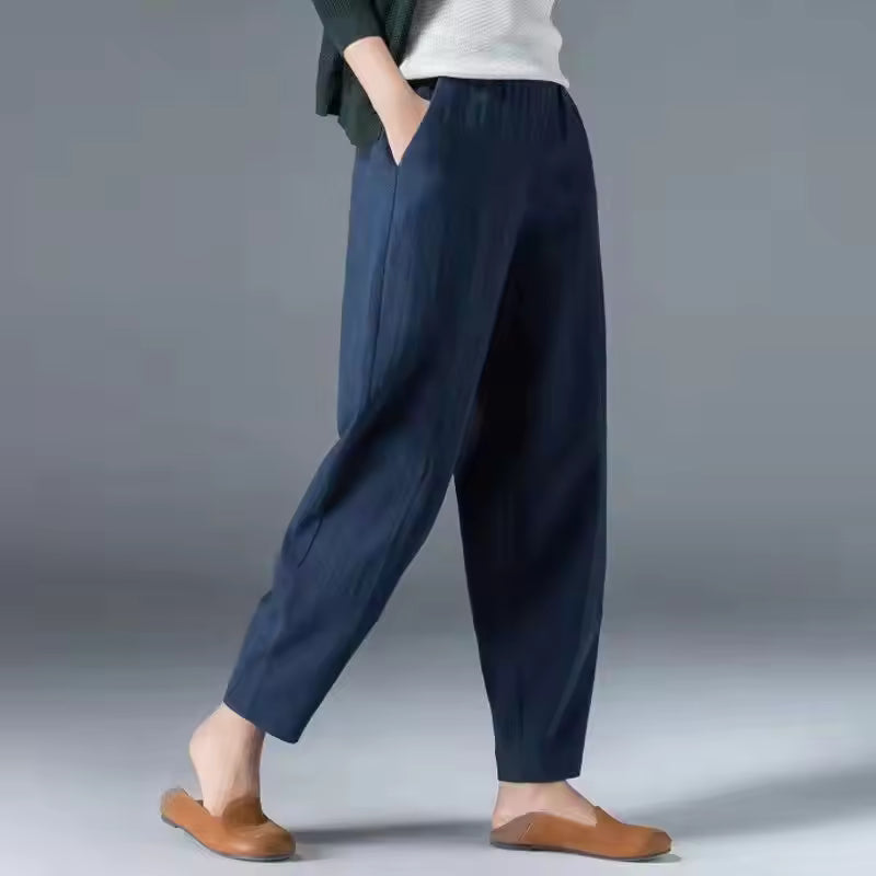 Women's flowy summer trousers, lightweight & breathable comfort. Perfect relaxed fit pants for warm weather style.