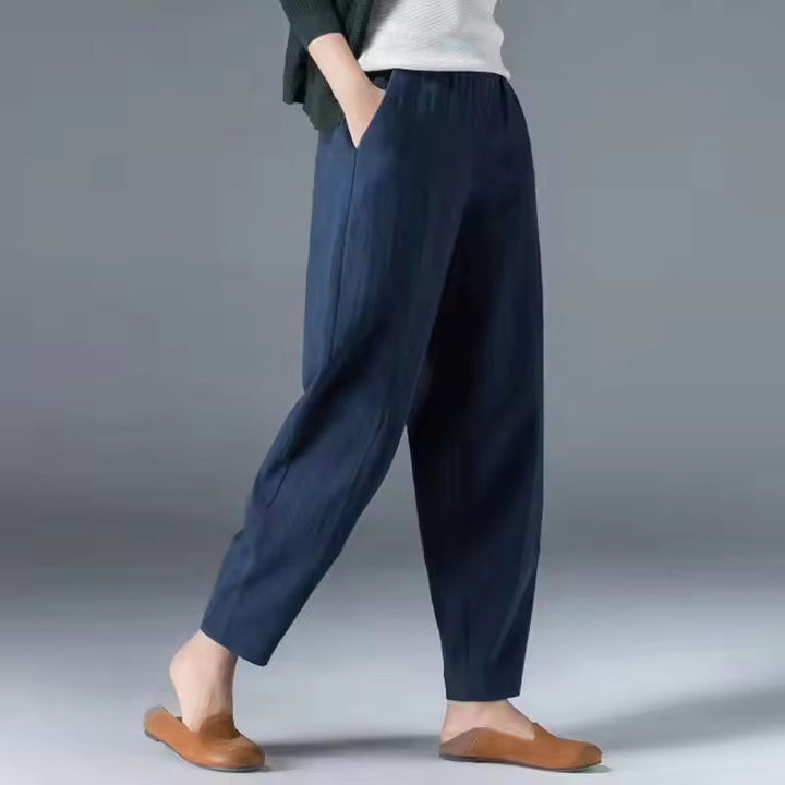 Women's flowy summer trousers, lightweight & breathable comfort. Perfect relaxed fit pants for warm weather style.