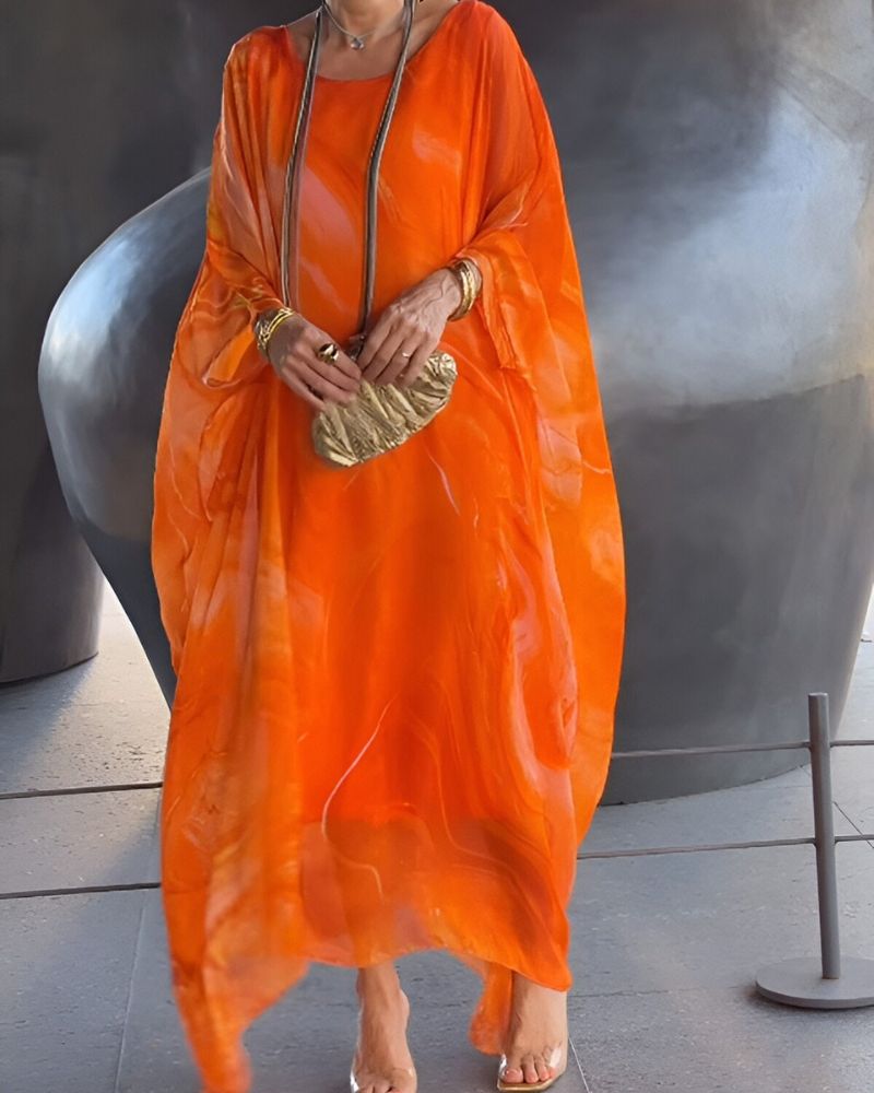 Lightweight & comfortable women's flowy midi dress with tummy control, ideal for warm summer days.