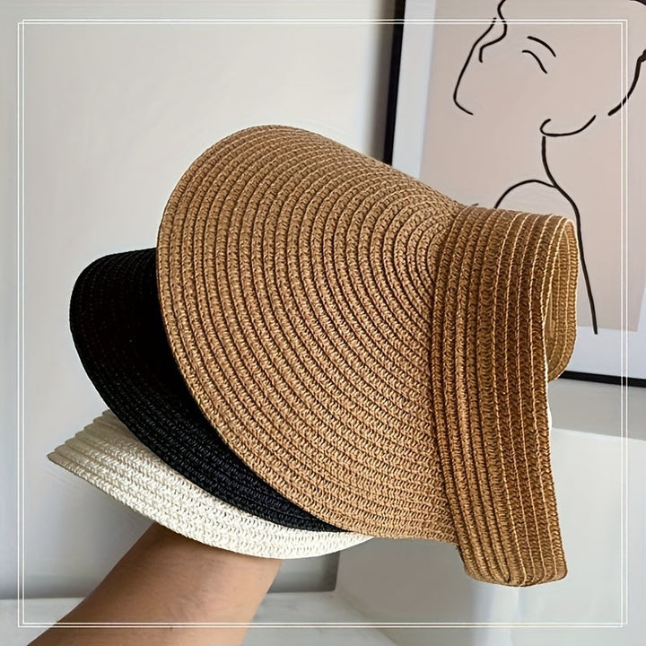 Women's foldable wide brim sun visor for UV protection. Perfect for beach & travel.