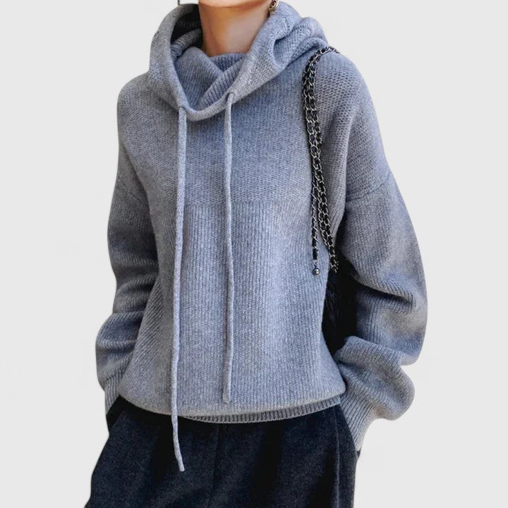 Women's Georgia Drawstring Cowl Neck Pullover Sweater. Cozy, comfortable, long sleeve for fall & winter.