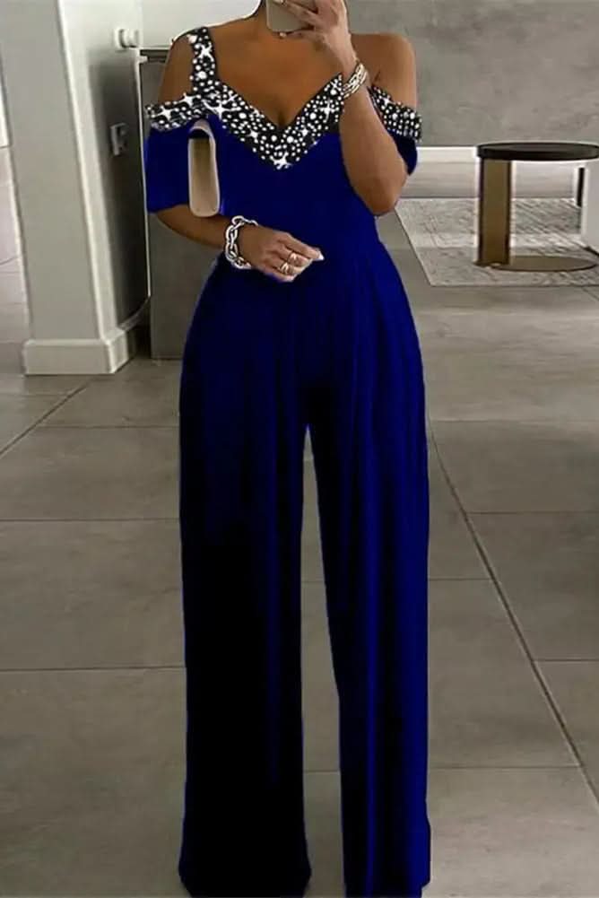 Chic women's rhinestone jumpsuit. Versatile party wear with sparkling details & an effortless, sophisticated style.