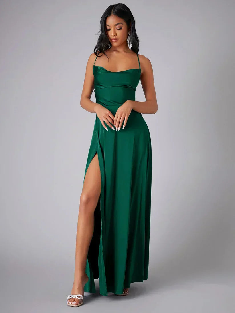 Glamorous women's party maxi dress, perfect for evening events, galas, or prom, with a high slit.