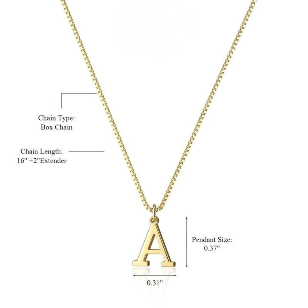 Close-up of a women's gold plated initial necklace, custom letter