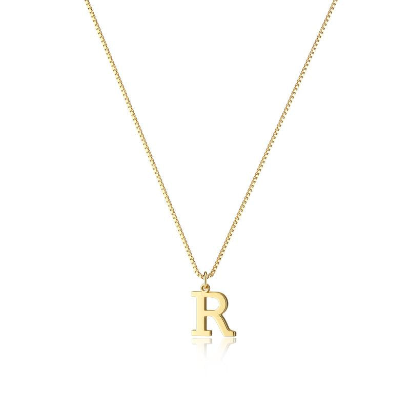 Elegant gold pendant necklace with initial, women's custom jewelry