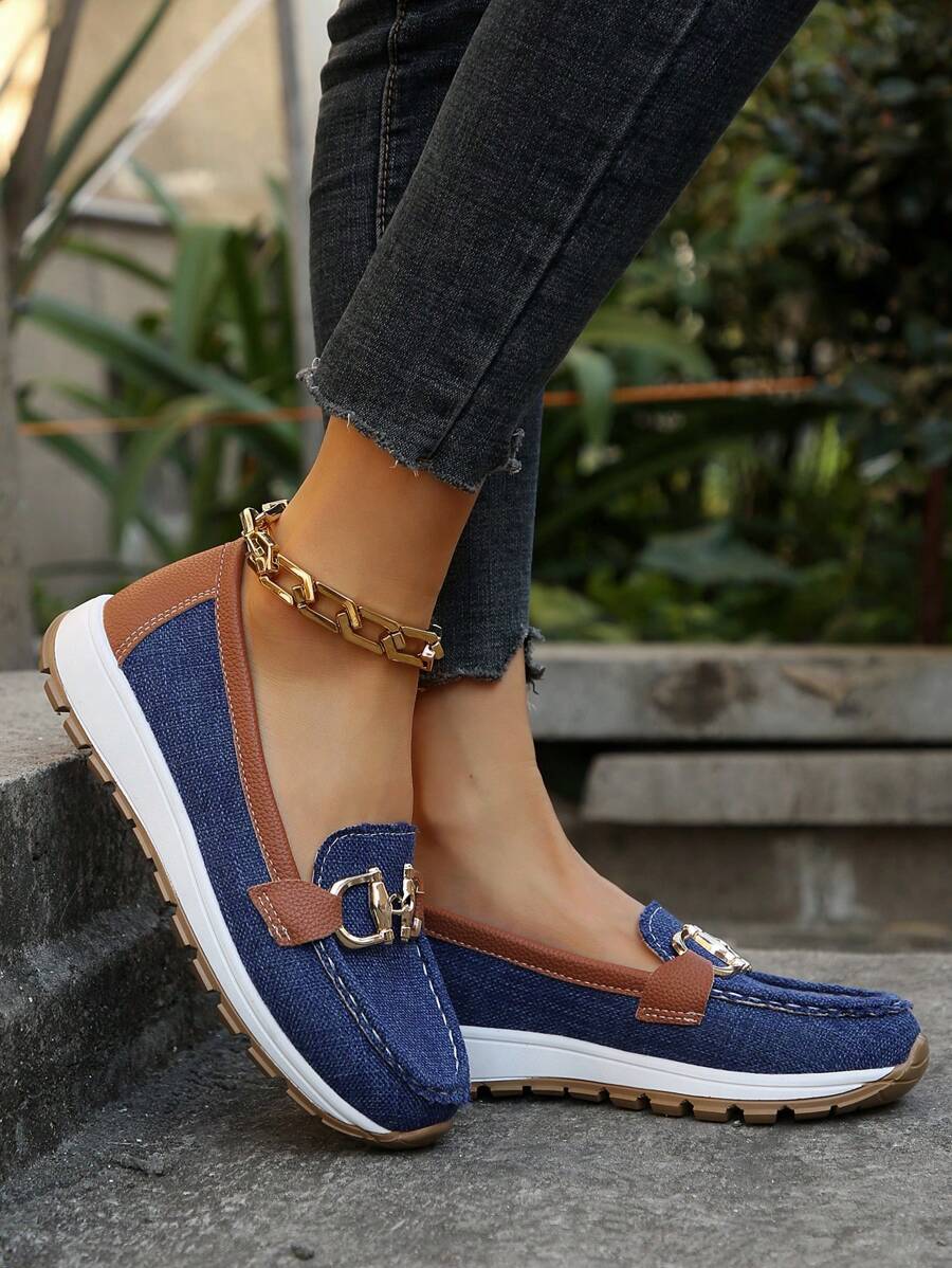 All-day comfort women's slip-on horsebit loafers, with elegant gold trim; professional and casual.