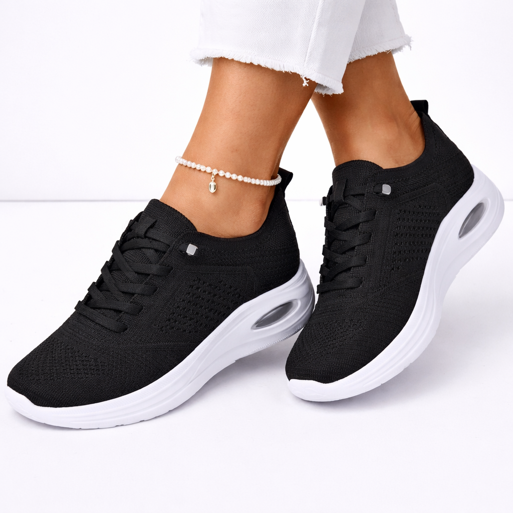 Women's gray orthopedic slip-on sneakers with breathable mesh for everyday comfort & support.