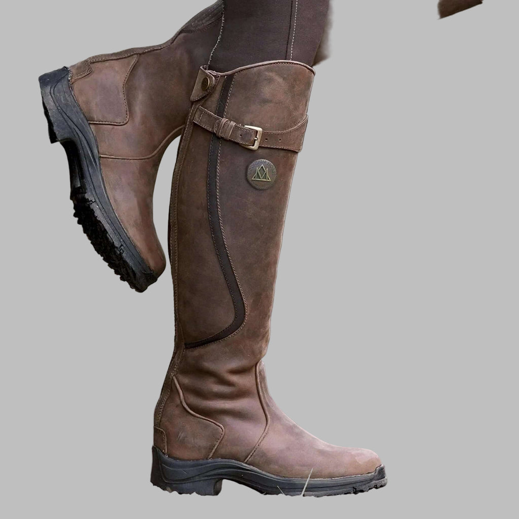 Women's Grip-Tread Equestrian Riding Boots, tall & waterproof, ideal for durable outdoor riding in all seasons.