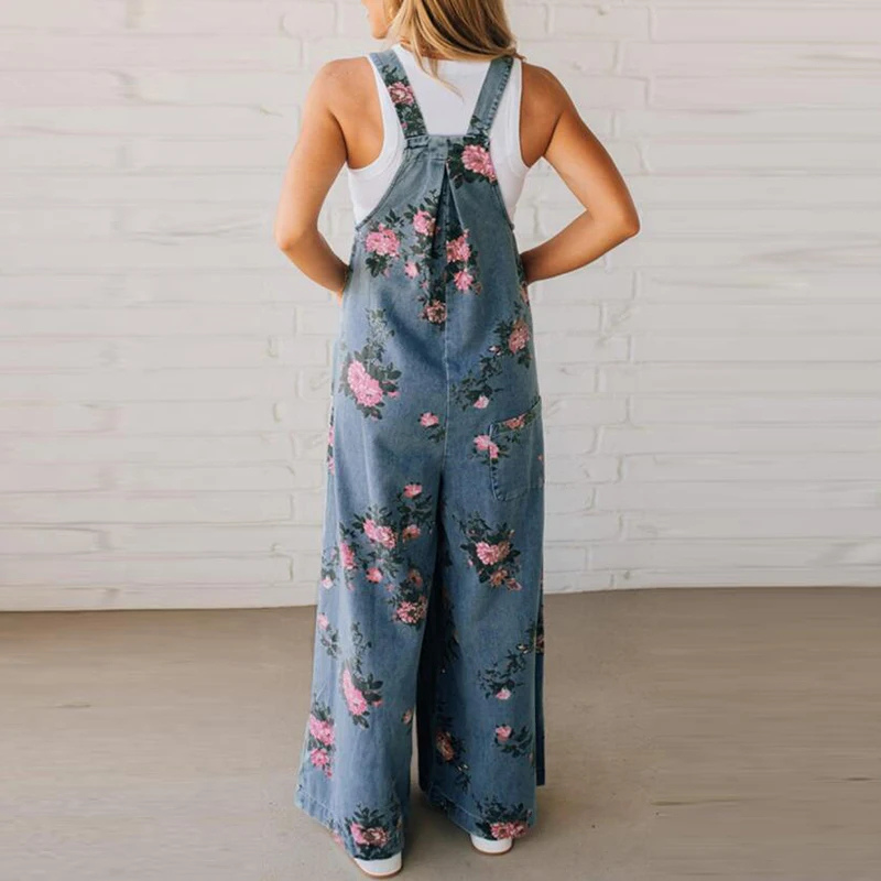 Comfortable women's handmade floral jumpsuit. Chic relaxed fit one-piece, ideal for summer and casual wear.