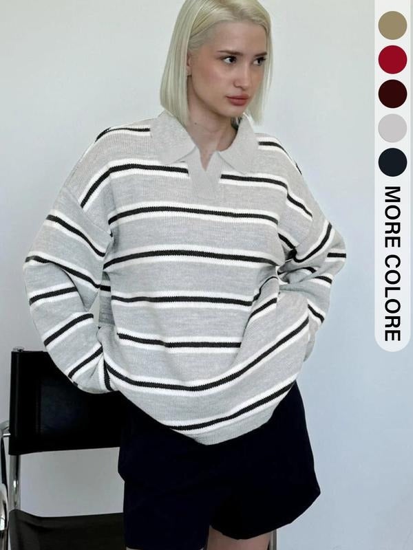 Close-up of Women's Heritage Striped Knit Sweater showing knit texture and stripe detail