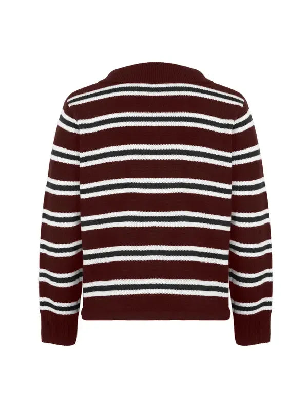 Front view of Women's Heritage Striped Knit Sweater, perfect for layering or as a cozy top