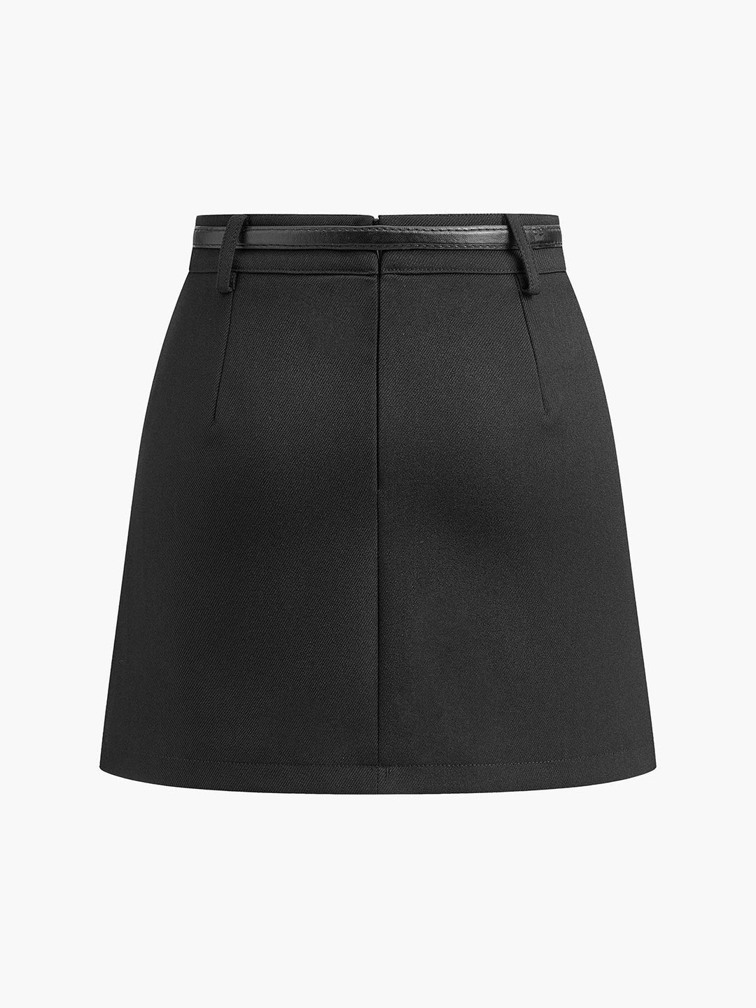 Flattering High Waist Belted A-Line Mini Skirt. Women's versatile skirt for elegant outfits.