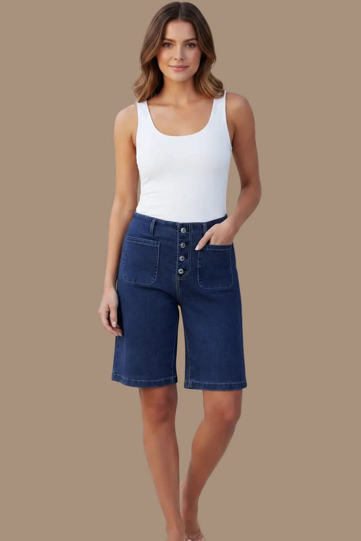 Breathable high waist Bermuda shorts for women, designed for ultimate comfort & chic summer style.