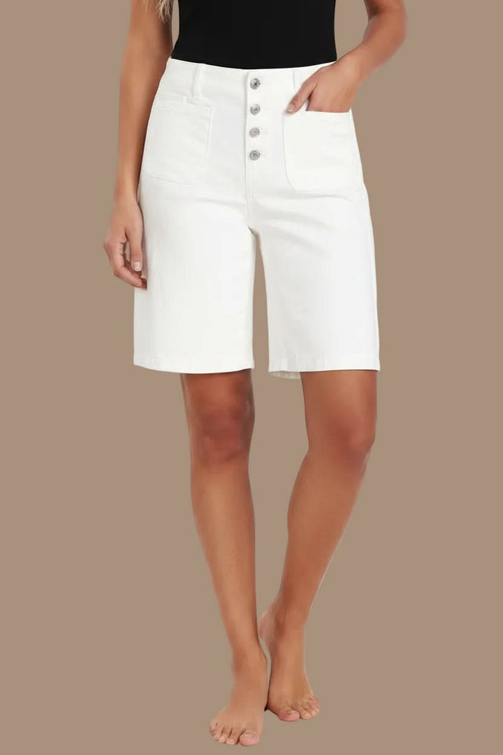Classic high waist Bermuda shorts for women, a staple for versatile casual wear & summer fashion.