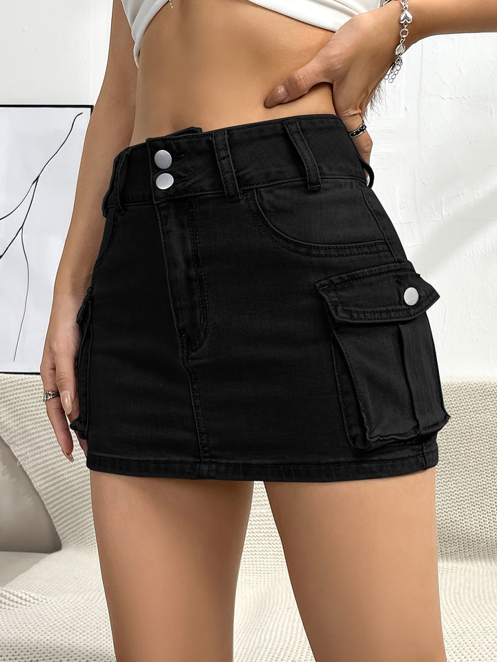 Women's high waist cargo mini skirt, perfect for chic street style and casual wear.