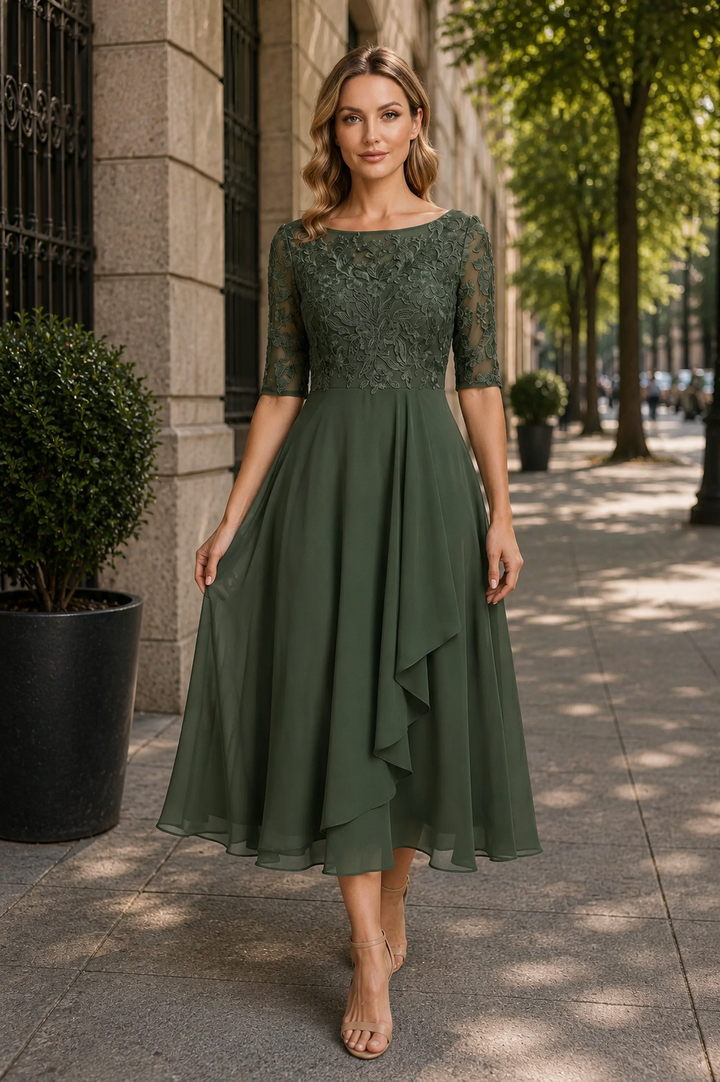 Women's high waist flared midi dress, perfect for spring/summer, comfortable & chic everyday ladies fashion.