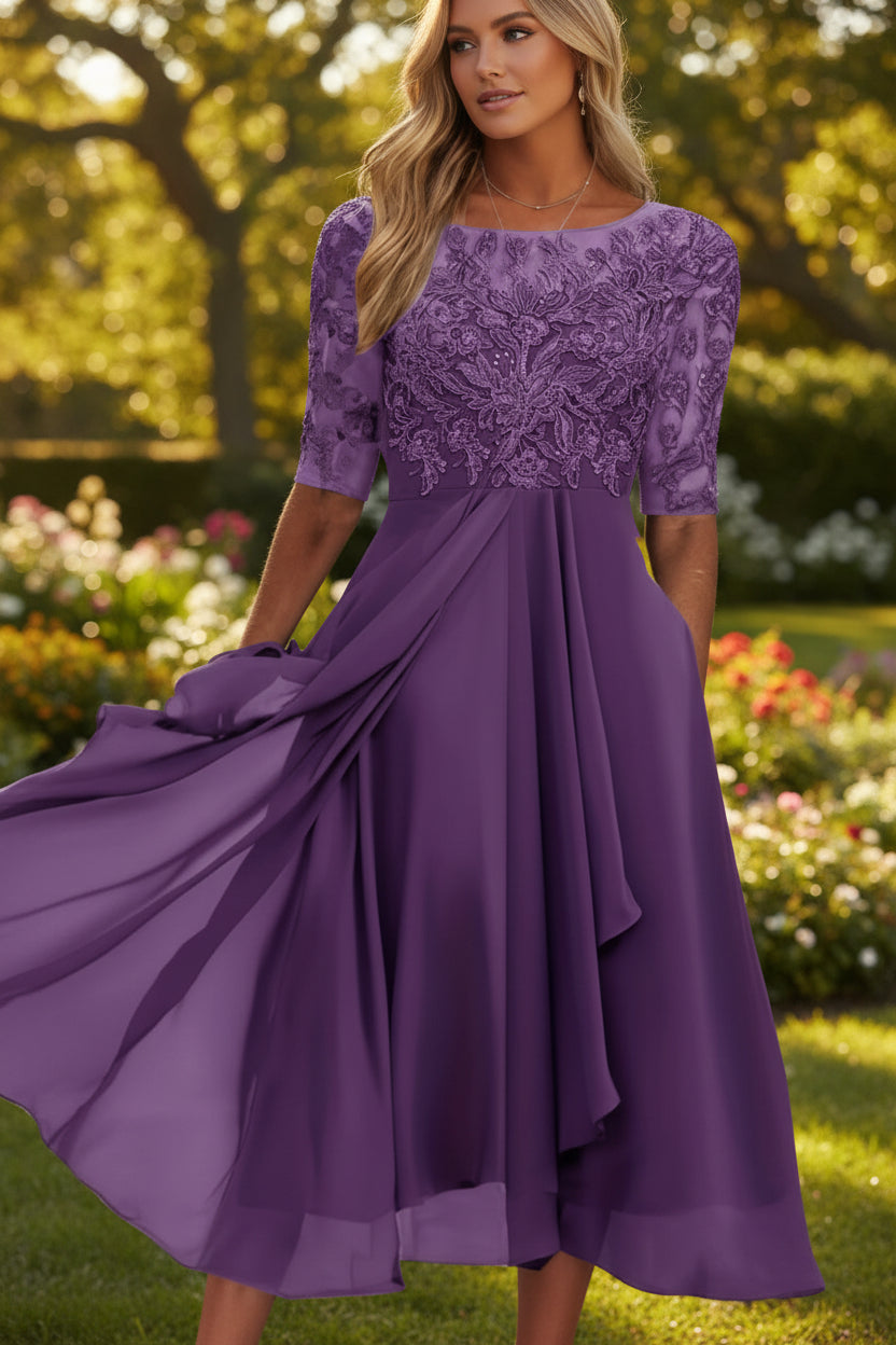Comfortable high waist flared midi dress for women, a stylish and versatile everyday dress for spring fashion.