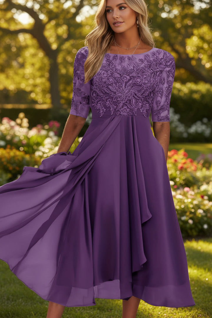 Comfortable high waist flared midi dress for women, a stylish and versatile everyday dress for spring fashion.