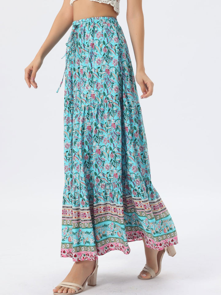 Chic high-waist flowing printed maxi skirt for women, with an effortless side slit.