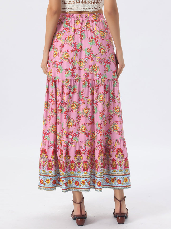 Printed high-waisted flowing maxi skirt, women's, a must-have for your wardrobe.