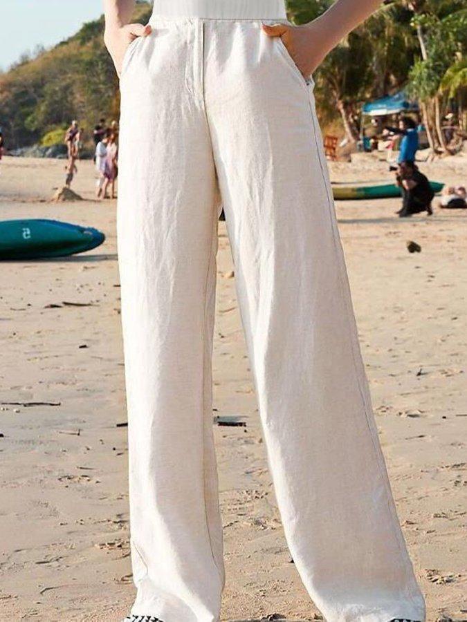 Chic women's wide leg high waist pants. Relaxed, flowy trousers perfect for summer fashion & comfortable daily wear.