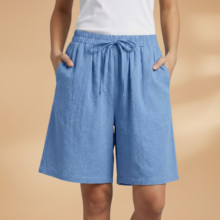 Modern women's high waist wide leg shorts, elasticated drawstring for a perfect, loose fit.
