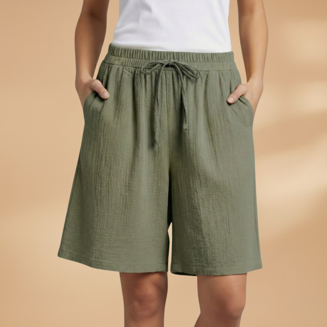 Women's vacation shorts: High waist, wide leg, drawstring for ultimate summer comfort.