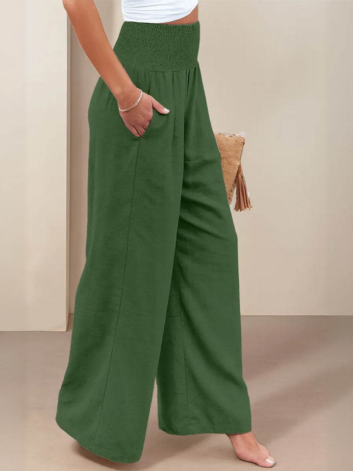 Chic women's high waist wide leg pants, perfect for relaxed summer fashion and effortless elegance.
