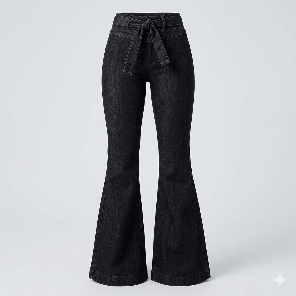 Stylish women's flare jeans, high-waisted design with a sculpting fit. Perfect casual denim for everyday fashion.