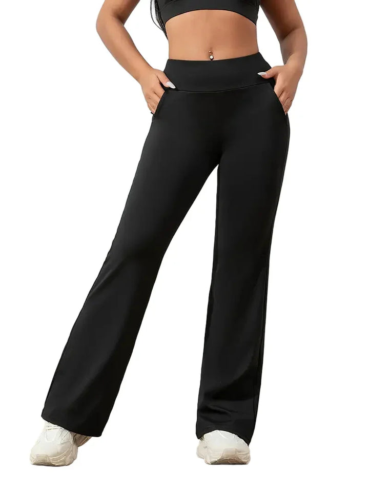 Women's high-waisted flared active pants for ultimate comfort, perfect for yoga, workouts, or casual wear.