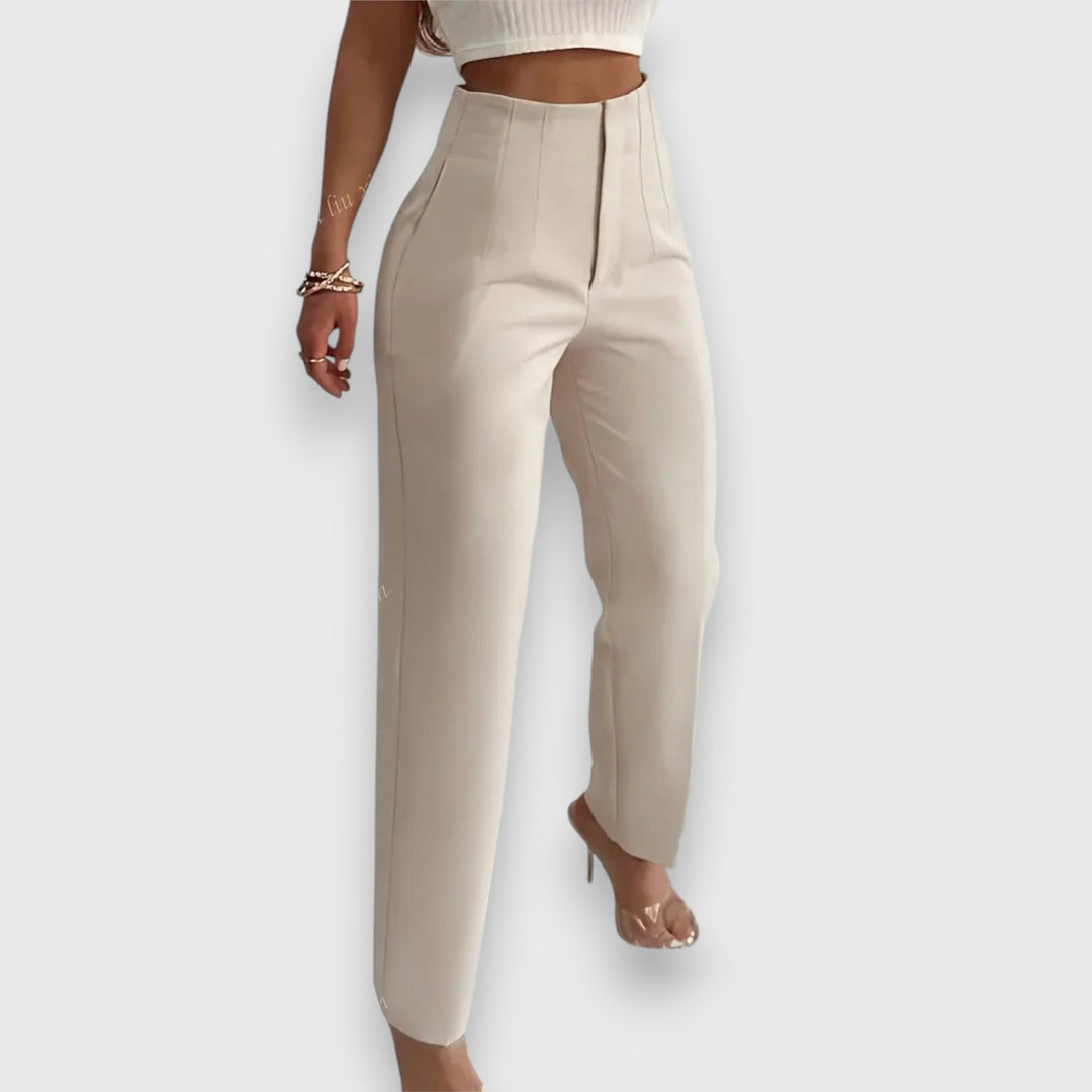 Women's high-waisted straight leg dress pants, perfect for professional office wear & business casual elegance.
