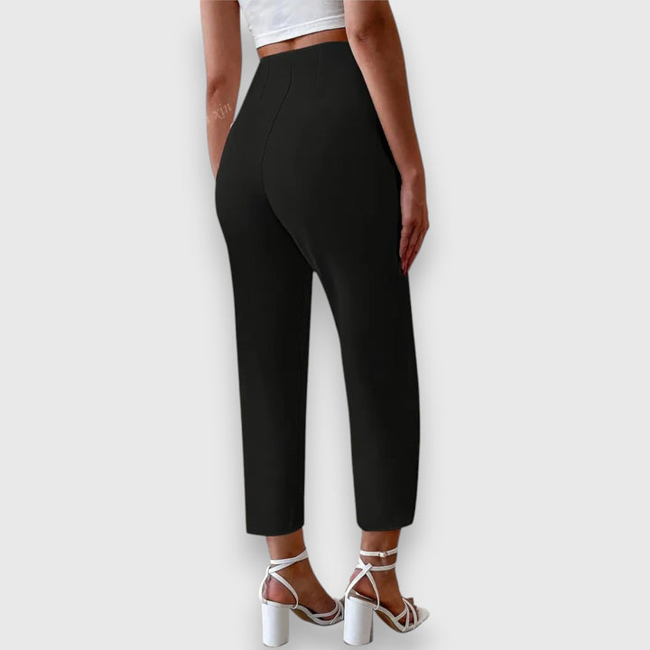 Elegant high-waisted straight leg women's dress pants, ideal for effortless style in office or business settings.