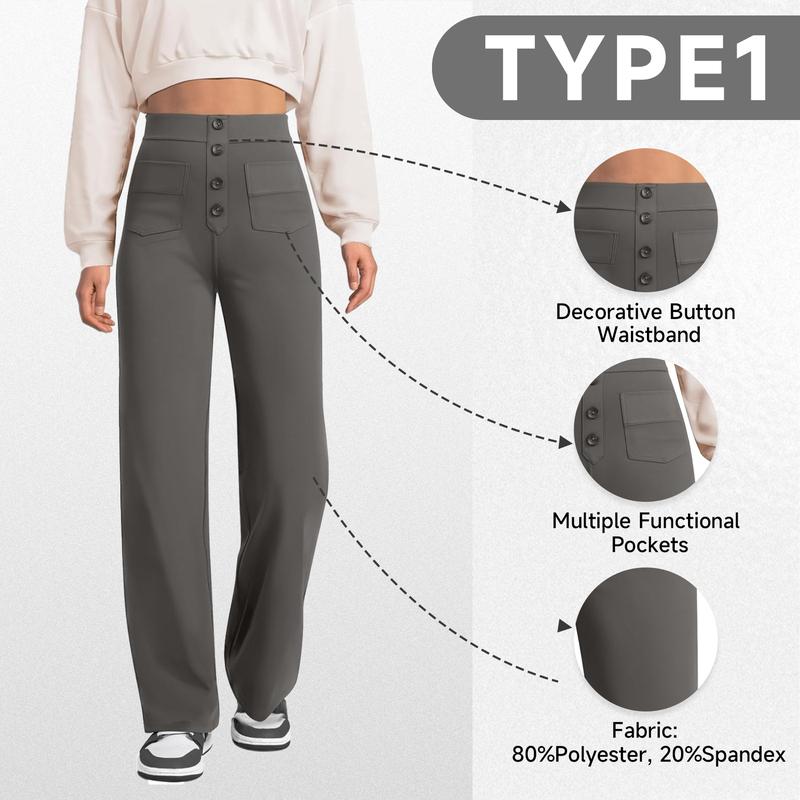 Comfortable stretch fabric women's high-waisted wide-leg dress pants, elegant and versatile for all day wear